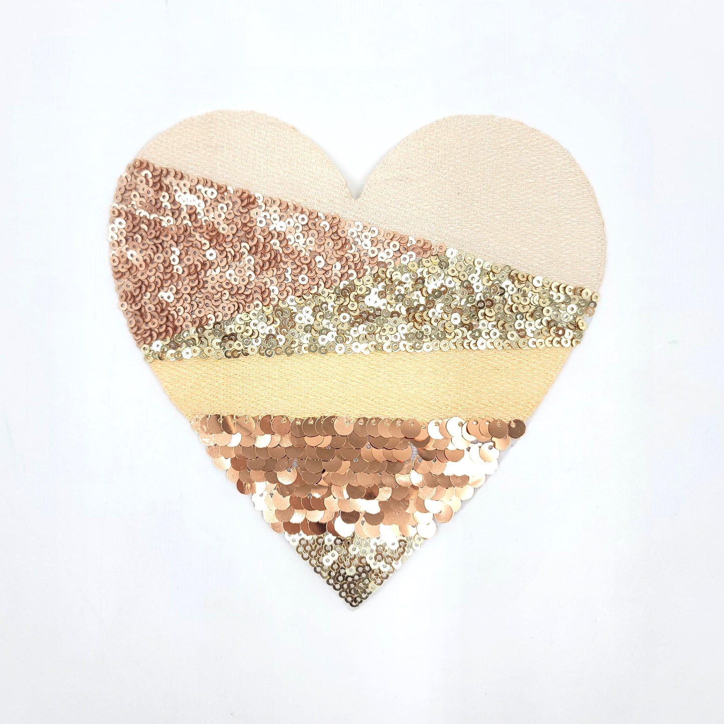 Sequin Silver Gold Tan Rainbow Stacked Layered Heart Patches - Ships from USA