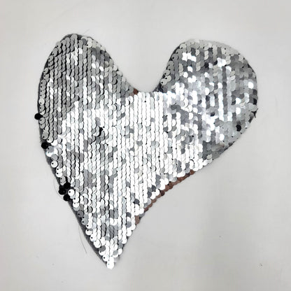 Sequin Silver Gold Tan Rainbow Stacked Layered Heart Patches - Ships from USA