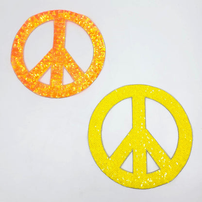 Multiple Colors Large Peace Sign Sequin Patches - Ships from USA