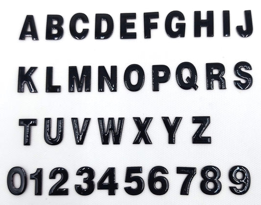 0.75 Inch Black or Red Silicone Letters w/ Iron-On Backing