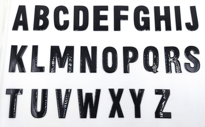 3 Inch Black or Red Silicone Letters w/ Iron-On Backing