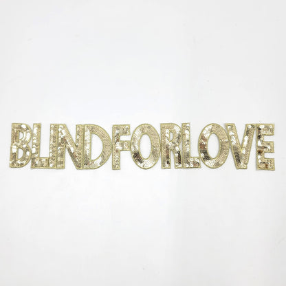 Sequin Blind for Love Word Patches in Pink, Silver, Blue, Gold - Ships from USA