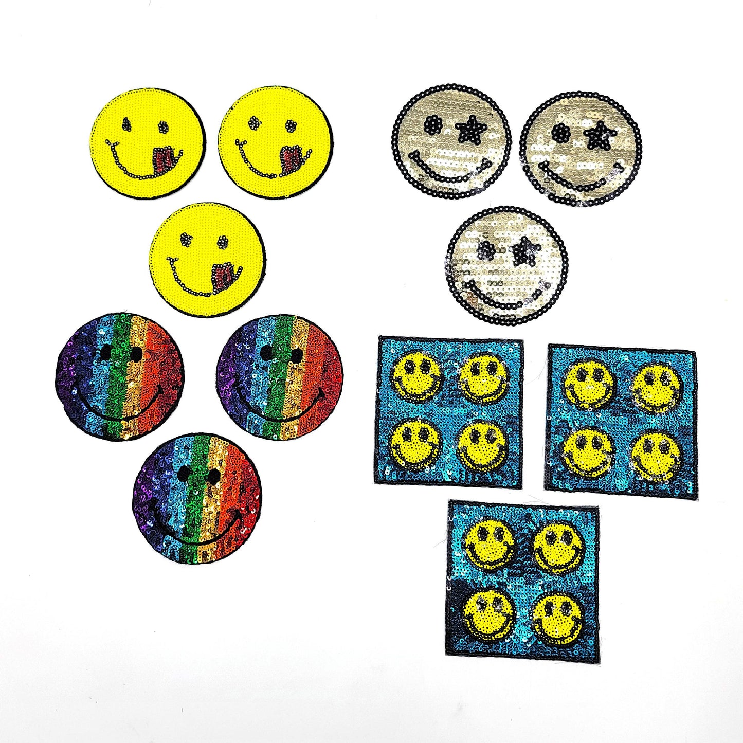 Sequin Happy Face Licky Face Star Rainbow Collage Smiley Faces - Ships from USA