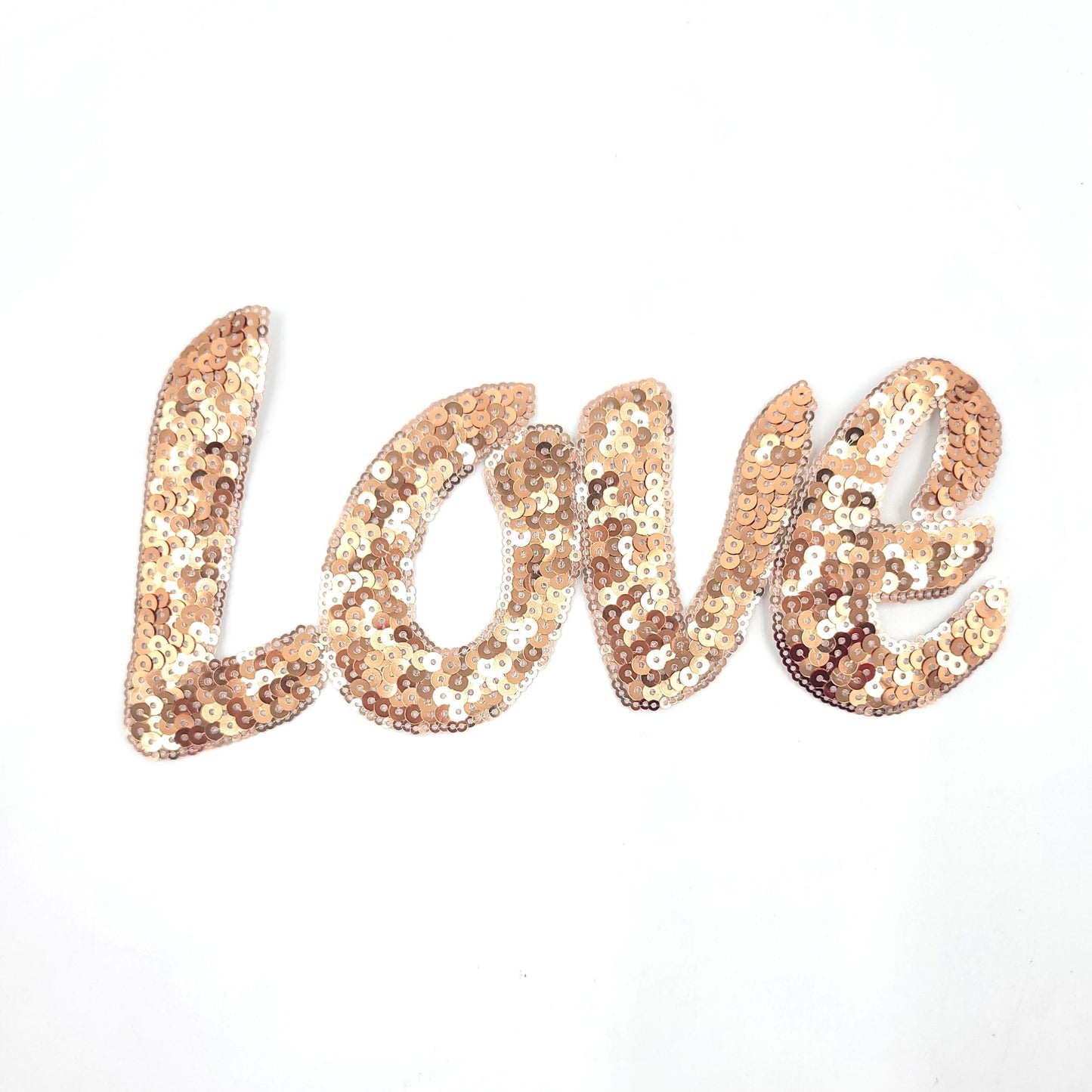 Sequin Love Word Patch Blue, Pink and Gold - Ships from USA