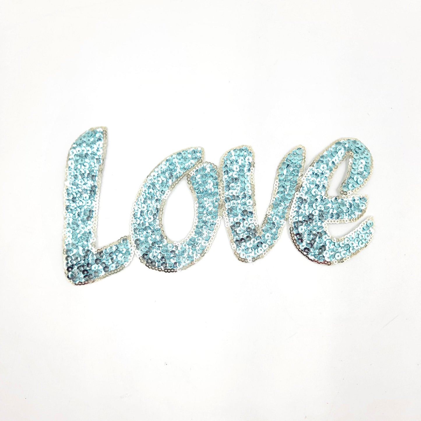 Sequin Love Word Patch Blue, Pink and Gold - Ships from USA