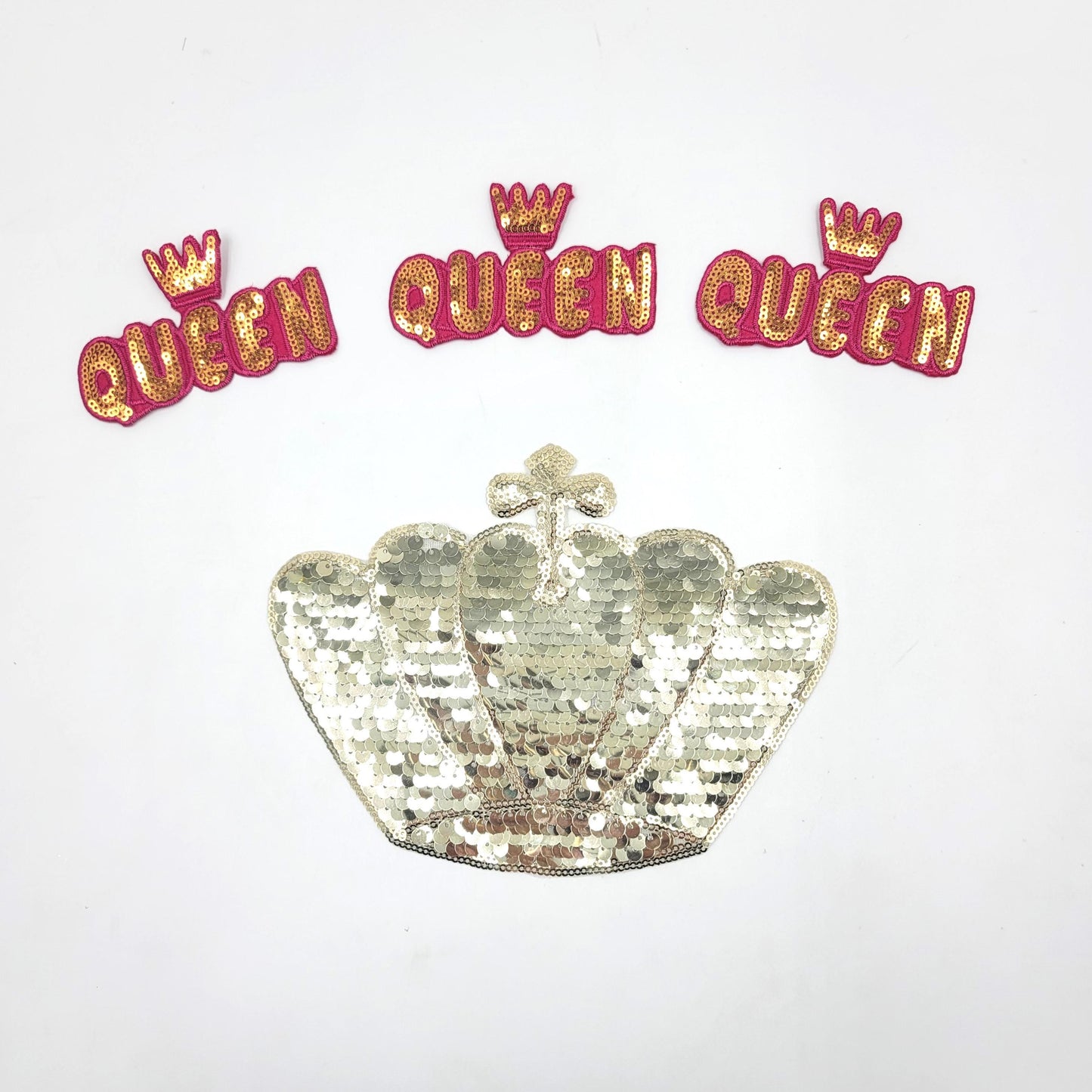 Sequin Gold Queen Crown and Queen with Crown - Ships from USA