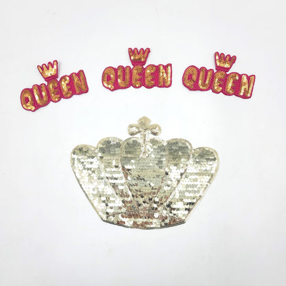 Sequin Gold Queen Crown and Queen with Crown - Ships from USA