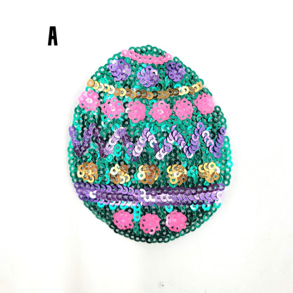 Sequin Colorful Easter Egg Patches - Ships from USA