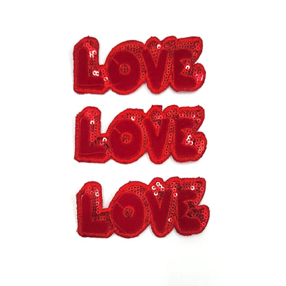 Sequin Love Loved Word Heart and Smiley Patches - Ships from USA