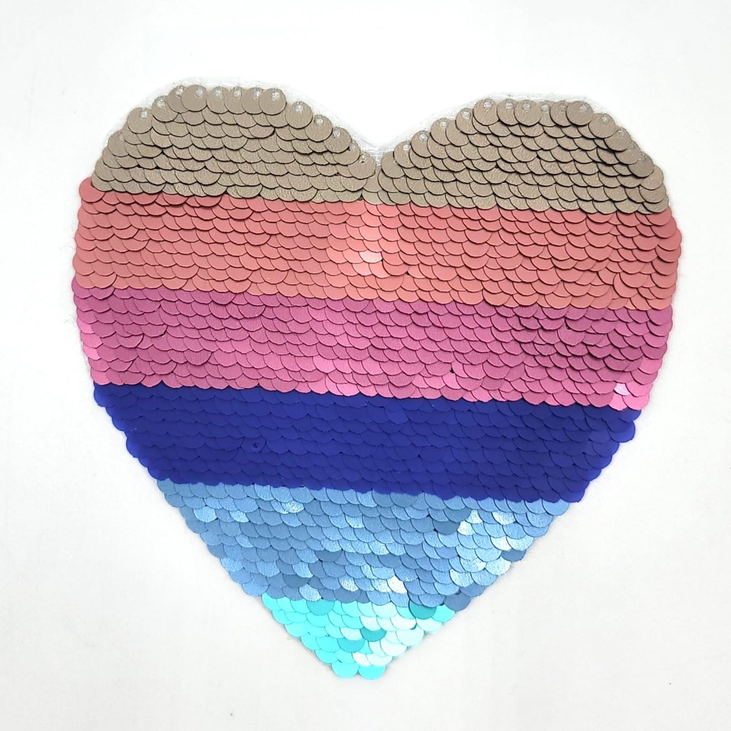 Sequin Silver Gold Tan Rainbow Stacked Layered Heart Patches - Ships from USA