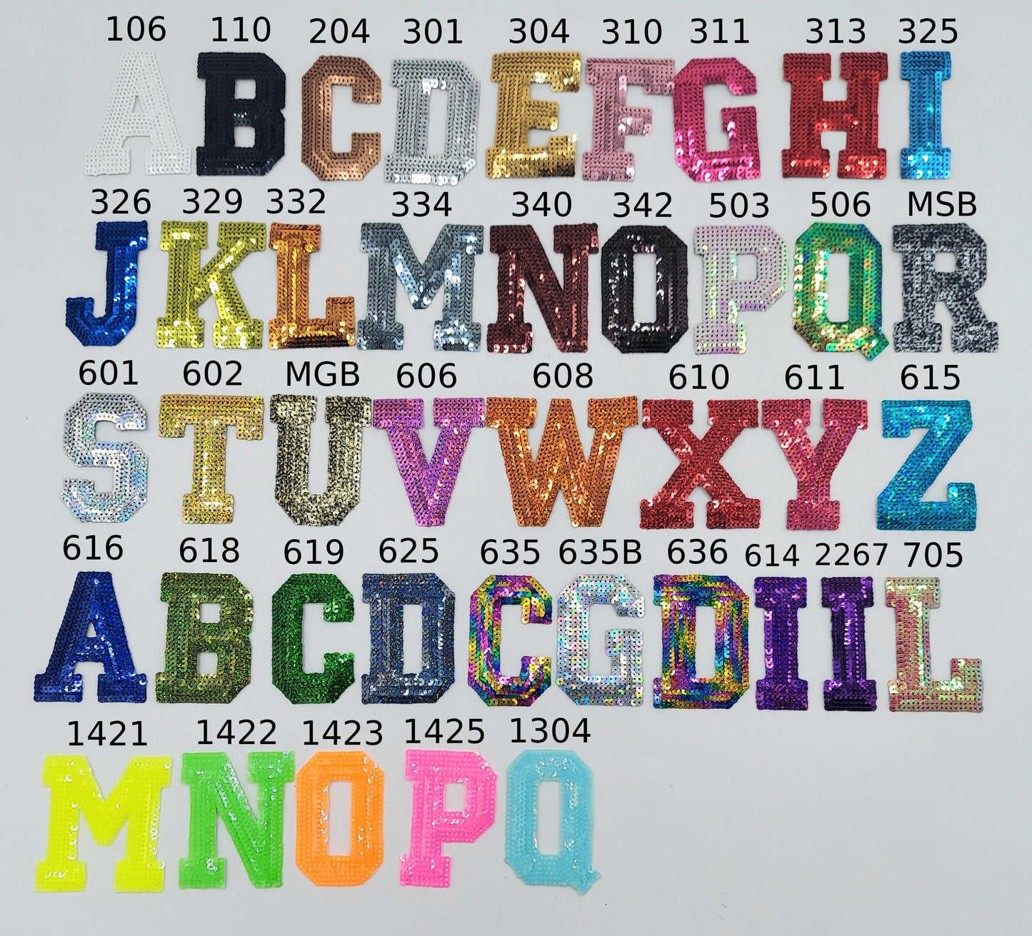 NEW COLOR 3in Sequin Iron-On Letters