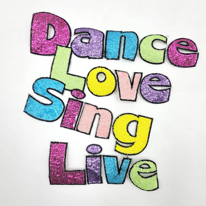 Sequin LOVE, Do What You Want, Do What You Love and Dance Love Sing Live Patches - Ships from USA