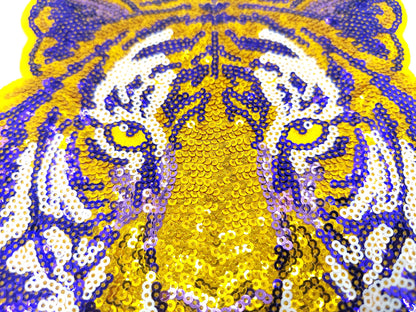 Sequin Purple and Yellow Tiger - Ships from USA