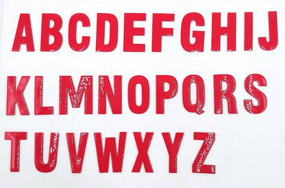 3 Inch Black or Red Silicone Letters w/ Iron-On Backing