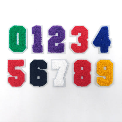 2 Inch Chenille Number w/ White Background: Pick Your Number/ Color