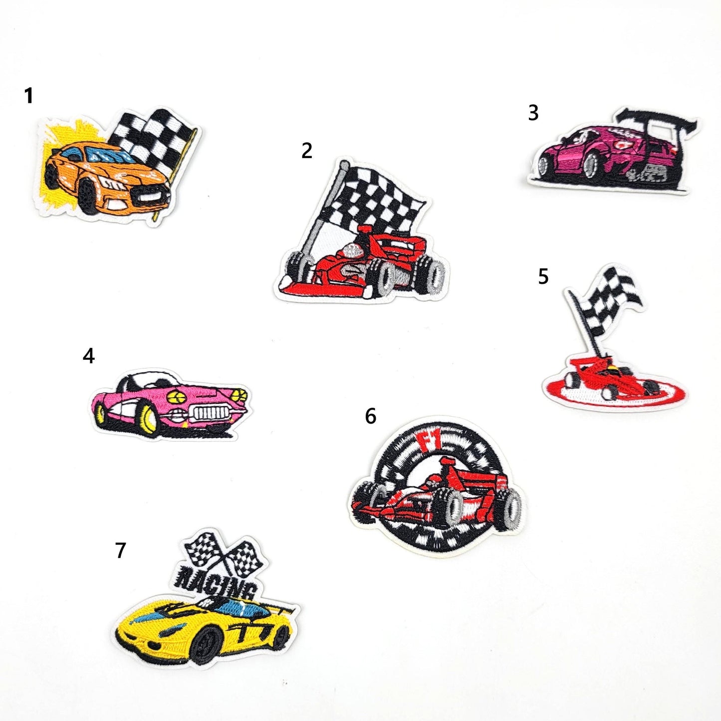 Small Embroidery Race Car Patches - Ships from USA