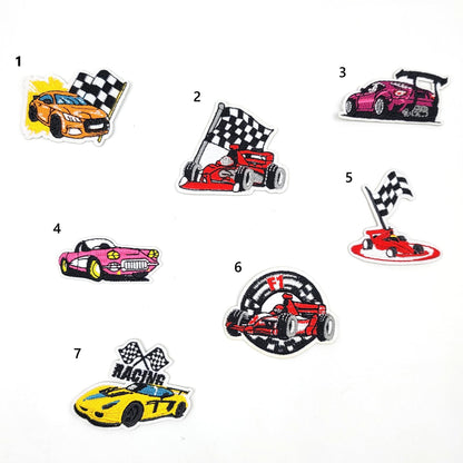 Small Embroidery Race Car Patches - Ships from USA