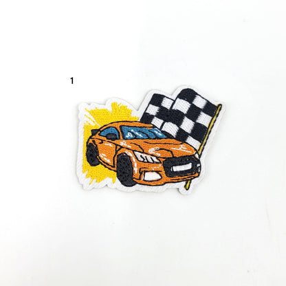 Small Embroidery Race Car Patches - Ships from USA