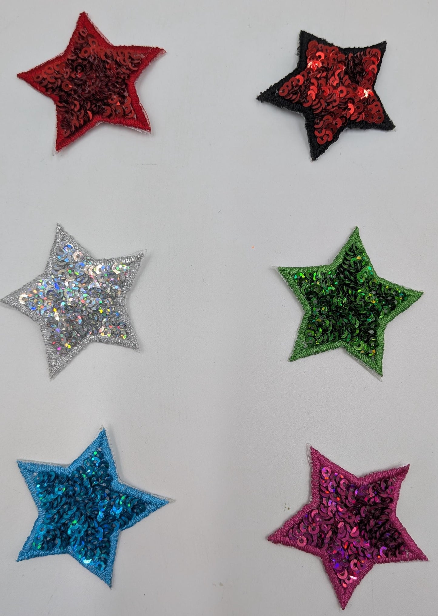 Small Textured Sequin and Embroidery Stars Patches - Ships from USA