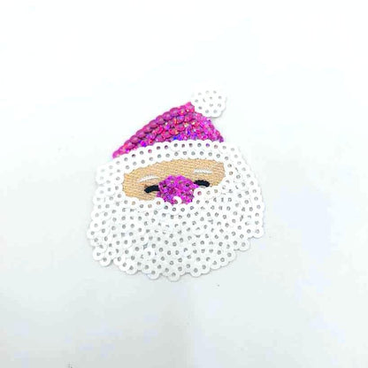 Sequin and Chenille Merry Christmas Santa Patches - Ships from USA