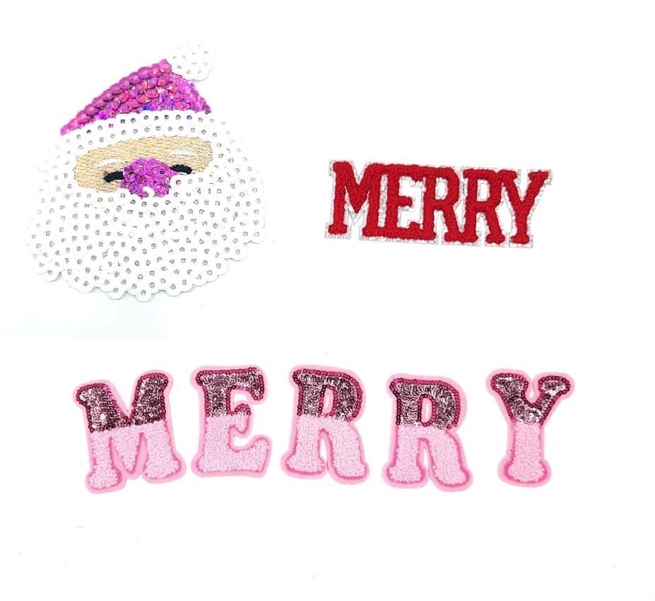 Sequin and Chenille Merry Christmas Santa Patches - Ships from USA