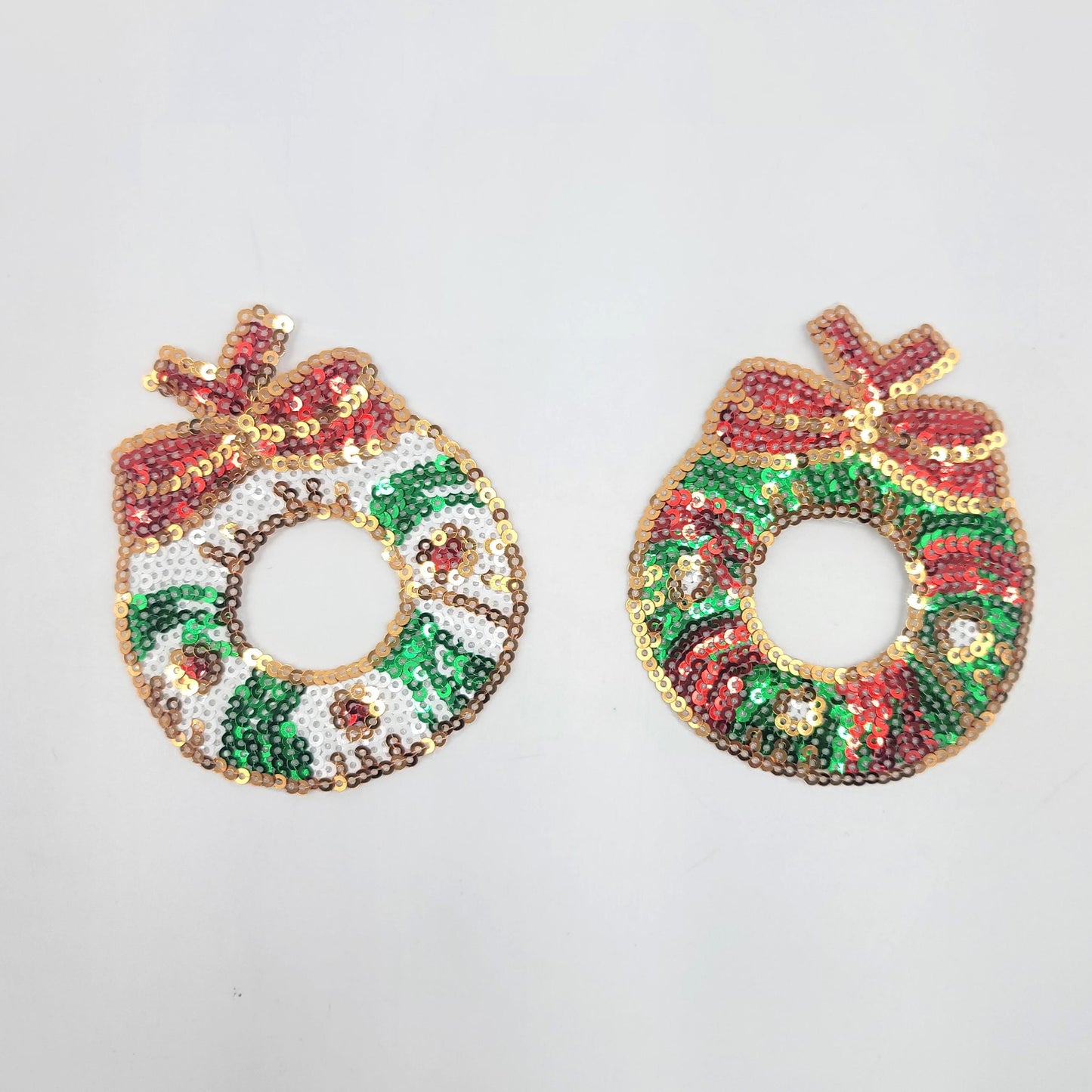 Sequin Wreath Green and White Patches - Ships from USA