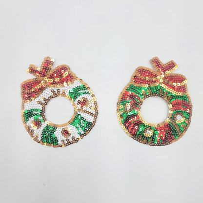 Sequin Wreath Green and White Patches - Ships from USA