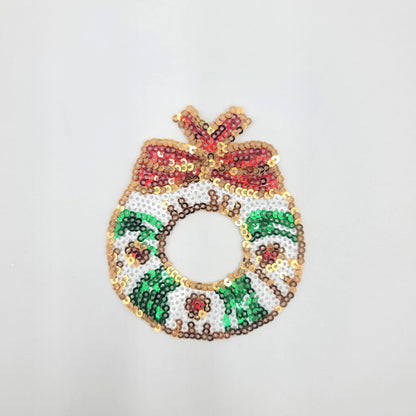 Sequin Wreath Green and White Patches - Ships from USA