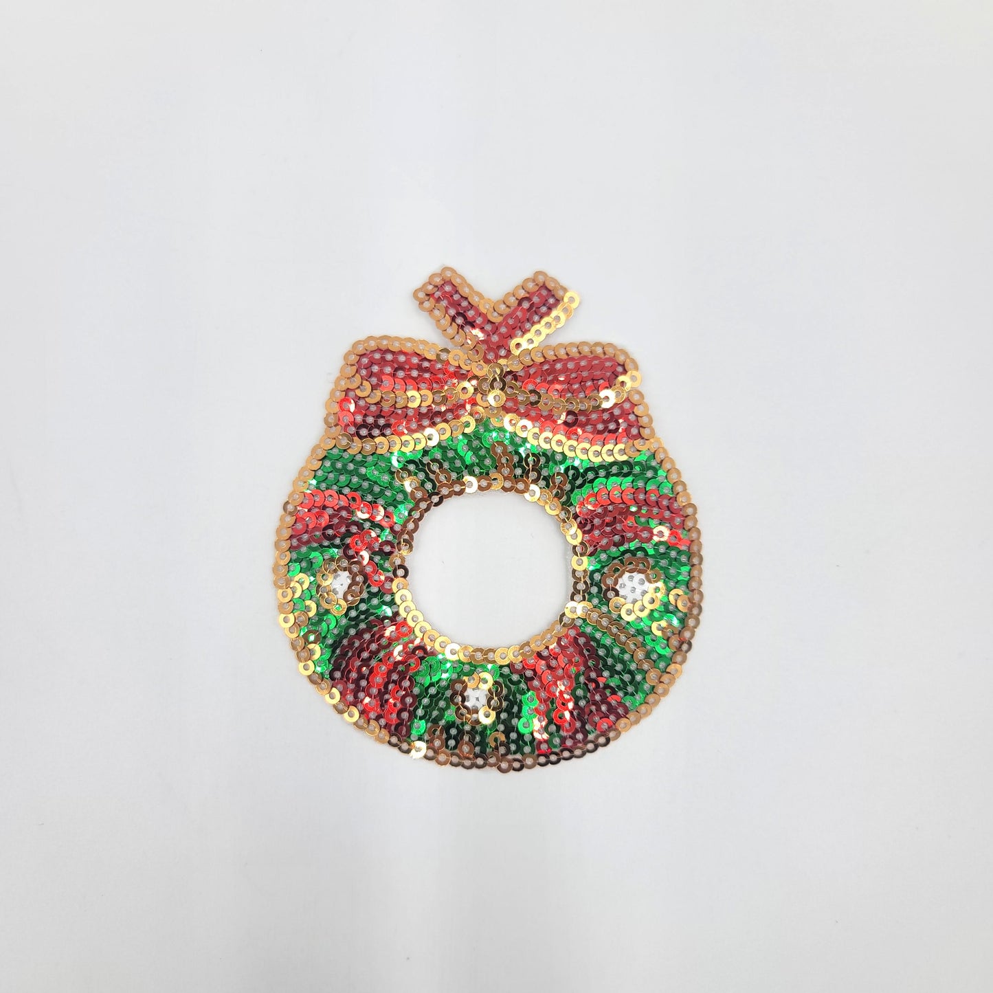 Sequin Wreath Green and White Patches - Ships from USA