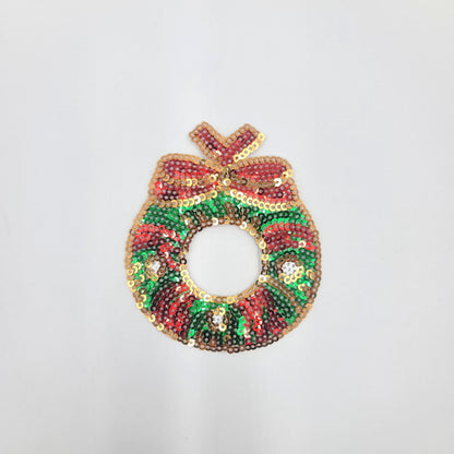 Sequin Wreath Green and White Patches - Ships from USA