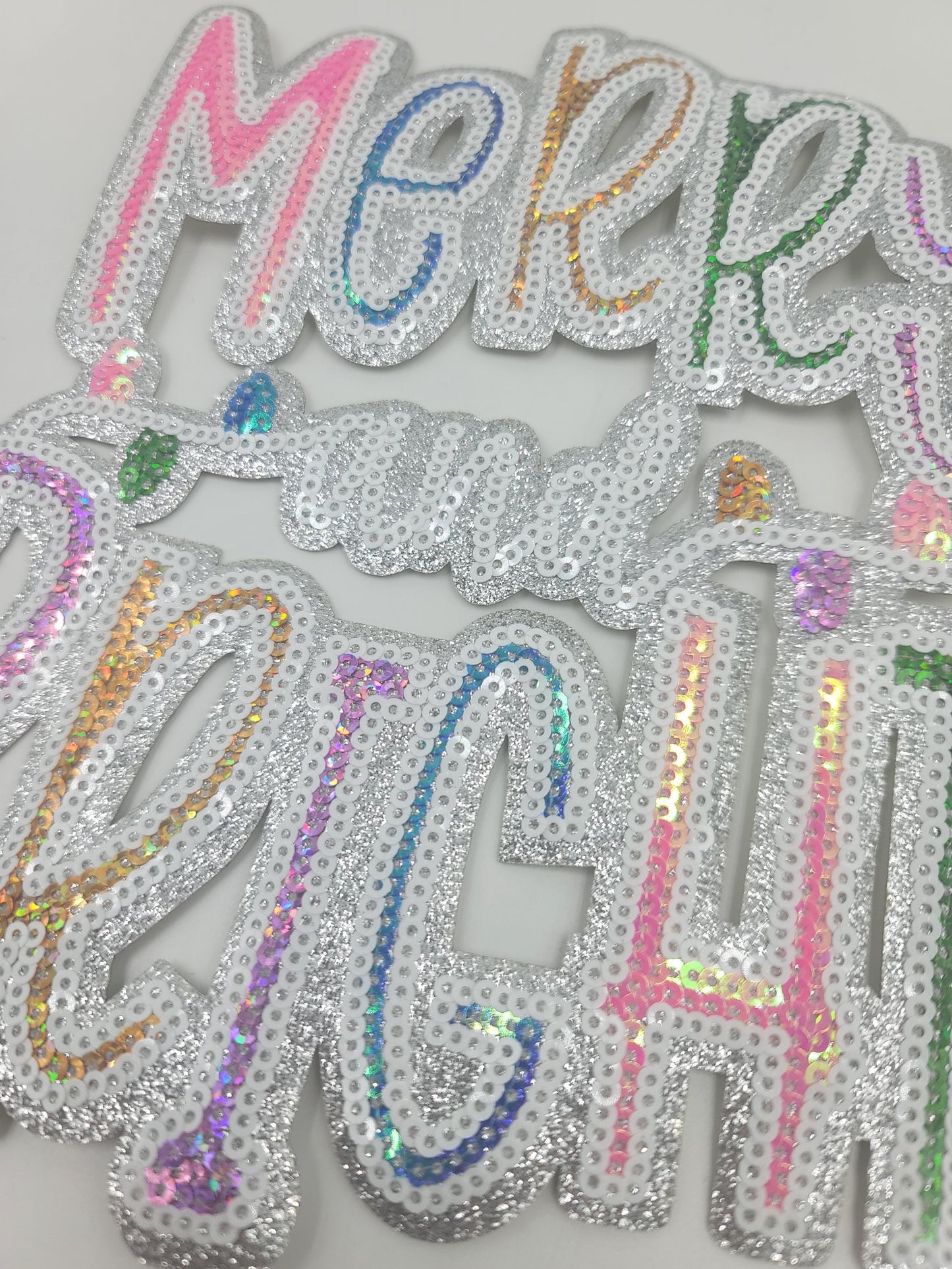 Colorful Silver Outline "Merry and Bright" - Ships from USA