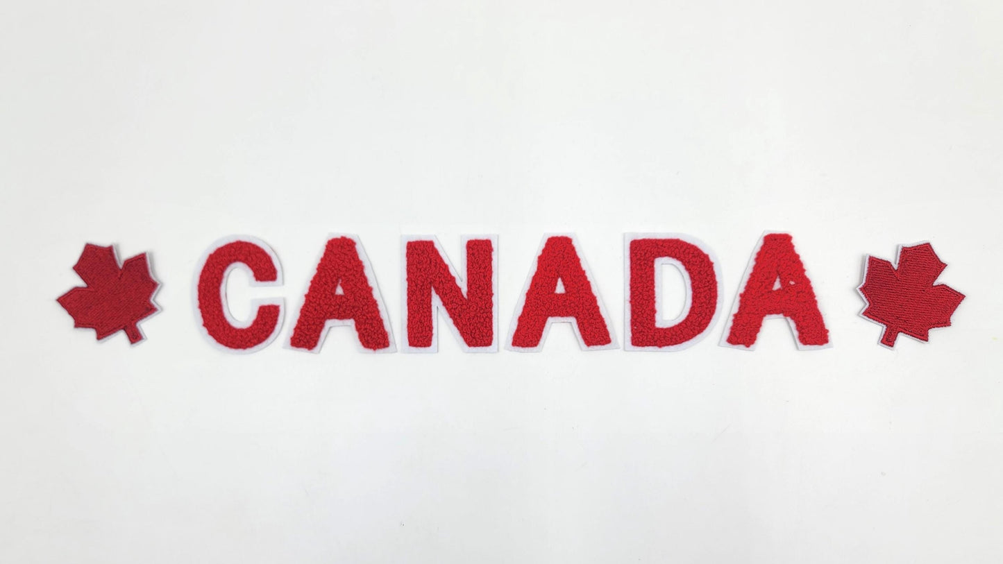 Red CANADA and Maple Leaf Patches Perfect for Fleece Jacket Iron On and Sew On