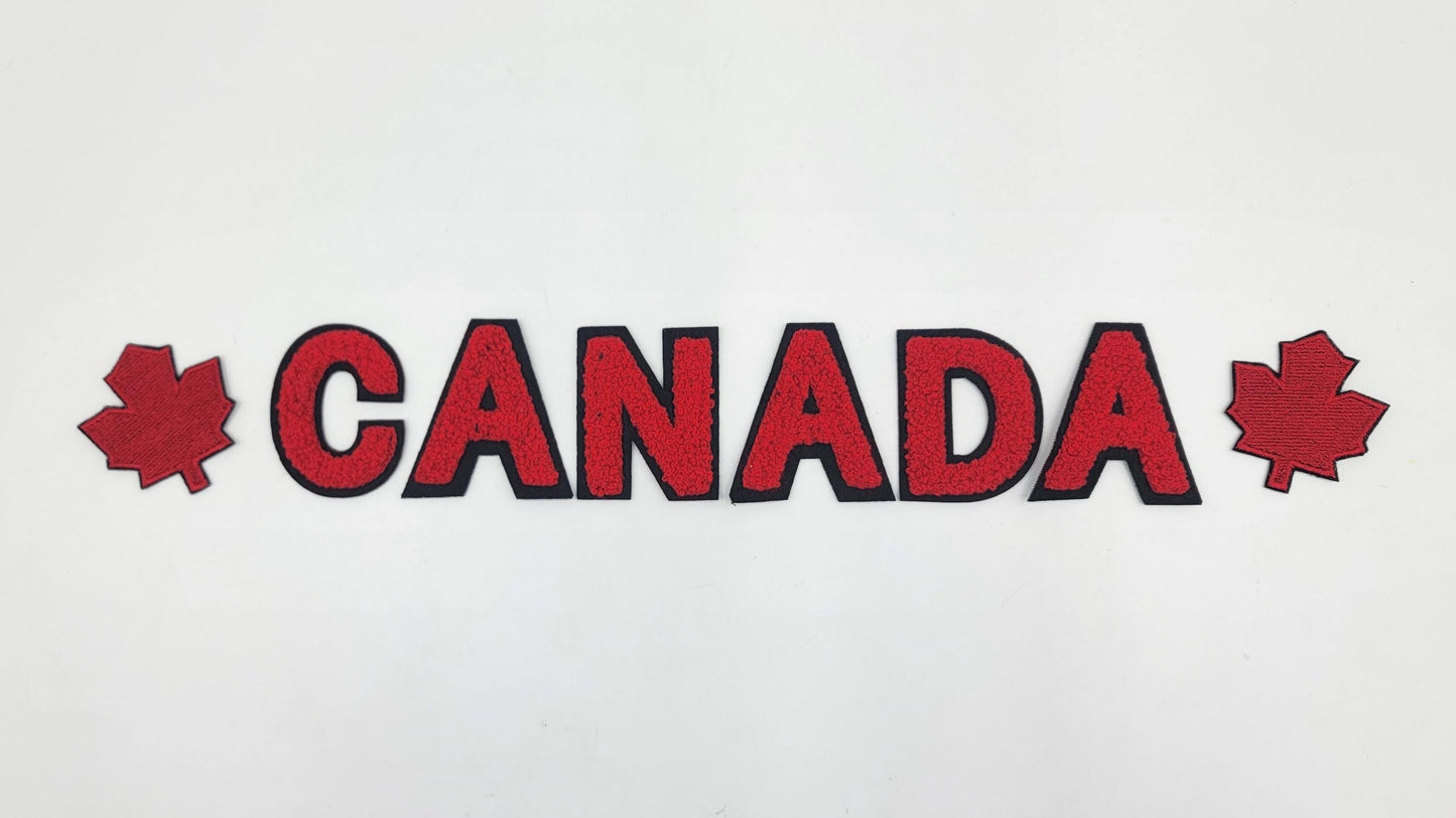 Red CANADA and Maple Leaf Patches Perfect for Fleece Jacket Iron On and Sew On